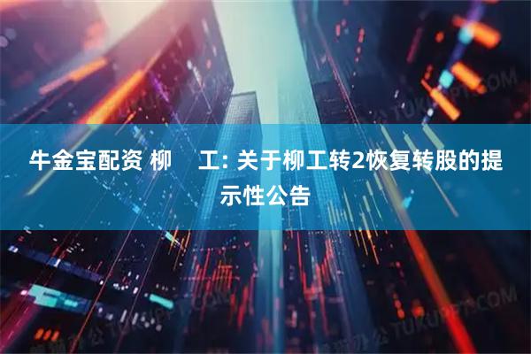 牛金宝配资 柳    工: 关于柳工转2恢复转股的提示性公告